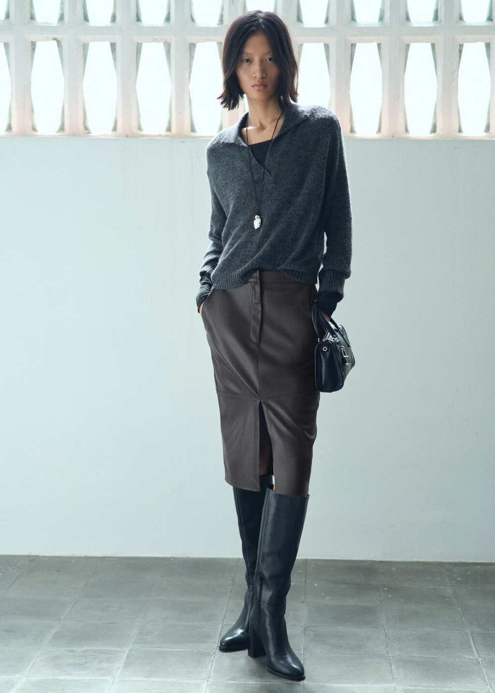 Юбка-карандаш из искусственной кожи