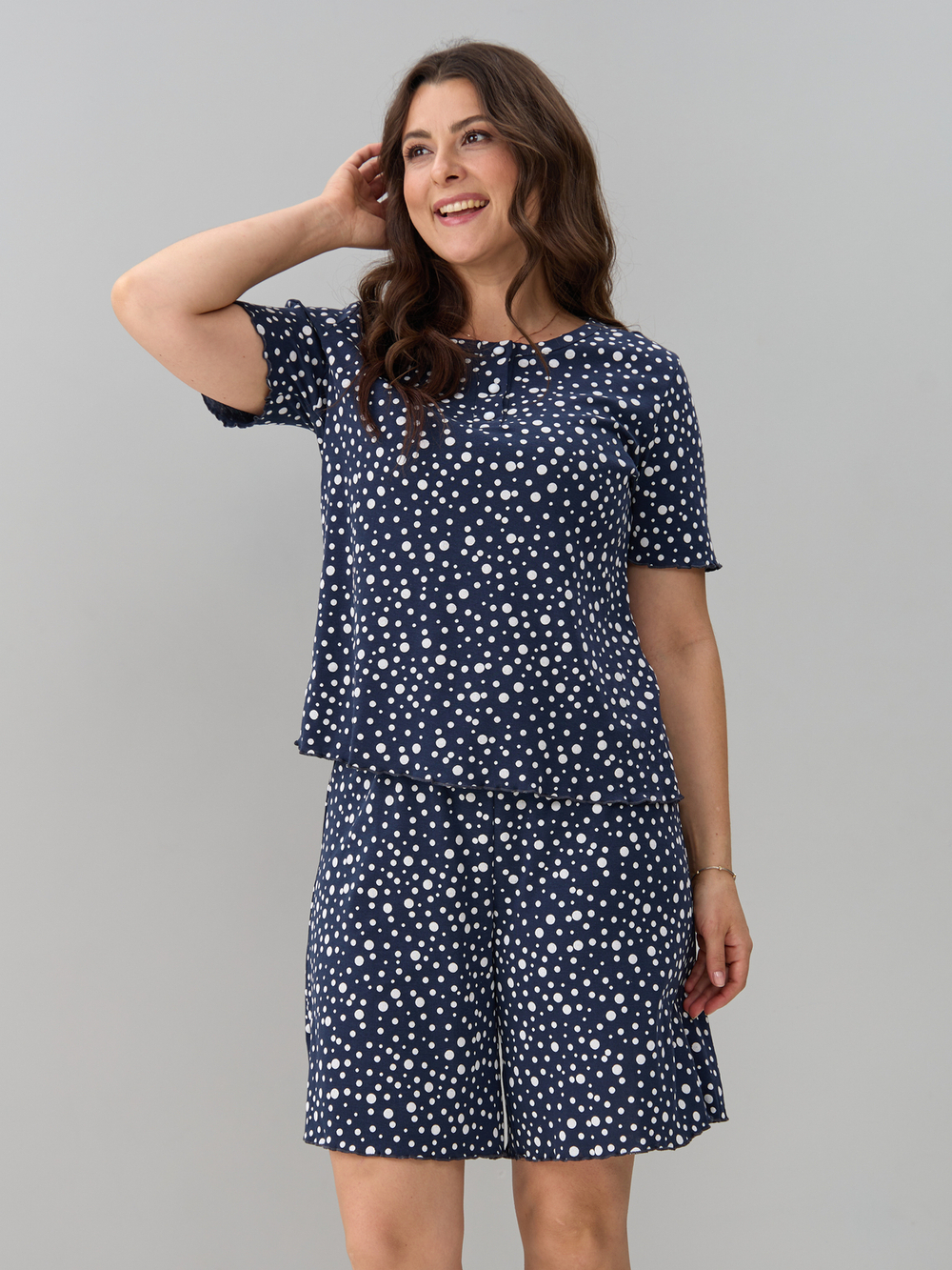 Костюм с шортами КНр-182/синийгорох