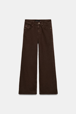 ZARA ДЖИНСЫ Z1975 КЮЛОТЫ С ВЫСОКОЙ ПОСАДКОЙ COMFORT, КОРИЧНЕВЫЙ