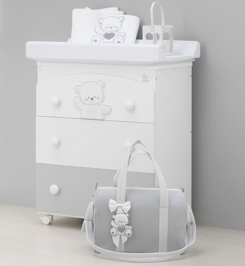 Комод пеленальный Italbaby 3 ящика Jolie белый/серый