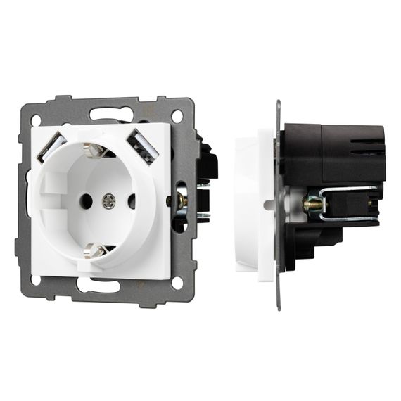 Механизм розетки с USB зарядкой SCT-MUAA-PL-WH-V (250V, 16A) Arlight 049818