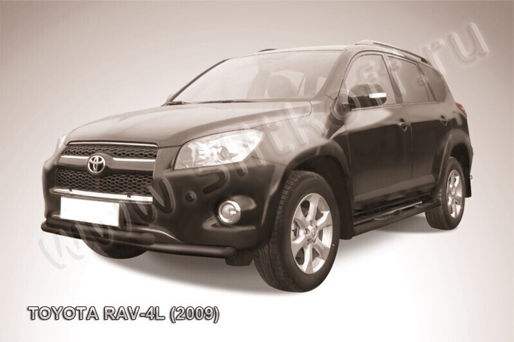 Защита переднего бампера Toyota Rav-4 L (2005-2010) d57+d57 черная