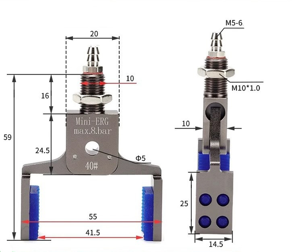 Mini–erg–40 # (clamping range: 29-42mm) no detection model