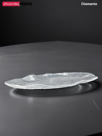 Блюдо фигурное овальное 52 см. из стекла, Diamante