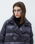 Пуховик двубортный черничный