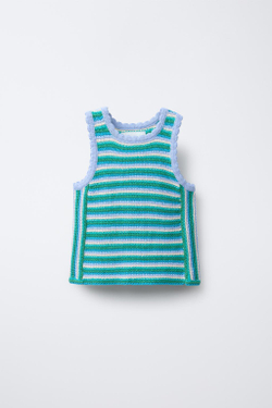 ZARA ТОП В ПОЛОСКУ, МЯГКИЙ ЗЕЛЕНЫЙ