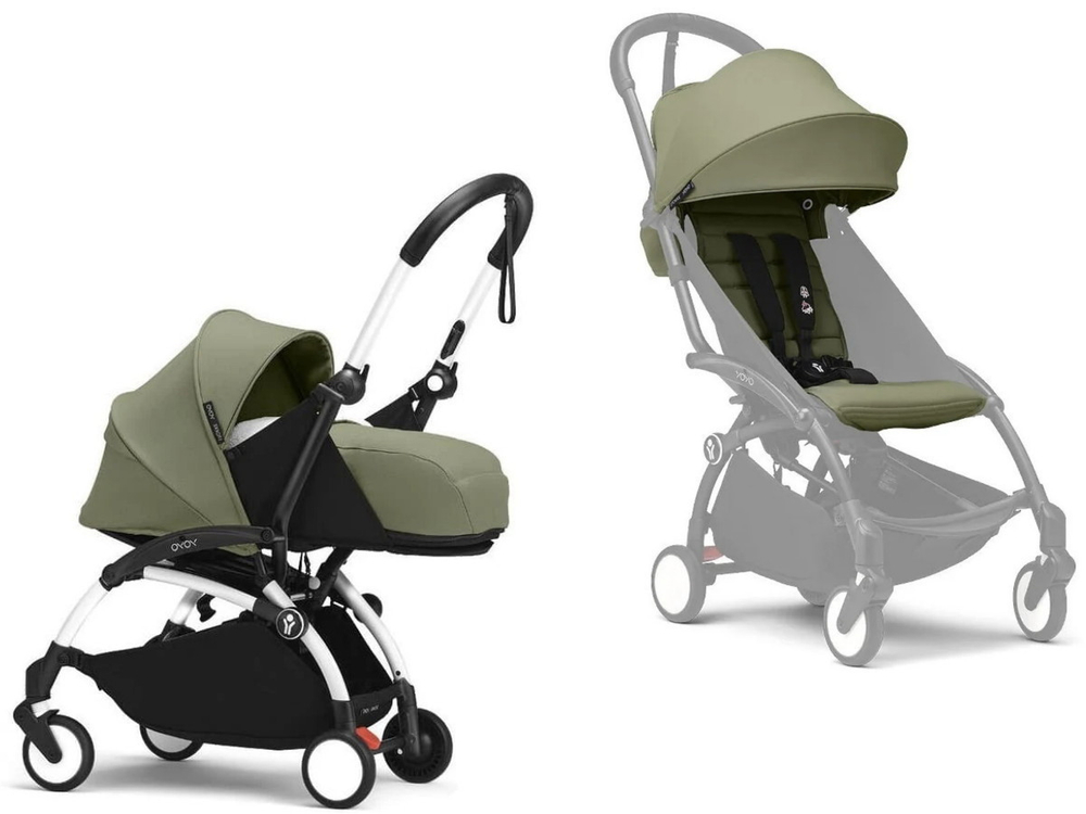 Коляска Stokke YOYO3 Newborn Pack рама белая White 2 в 1 Olive
