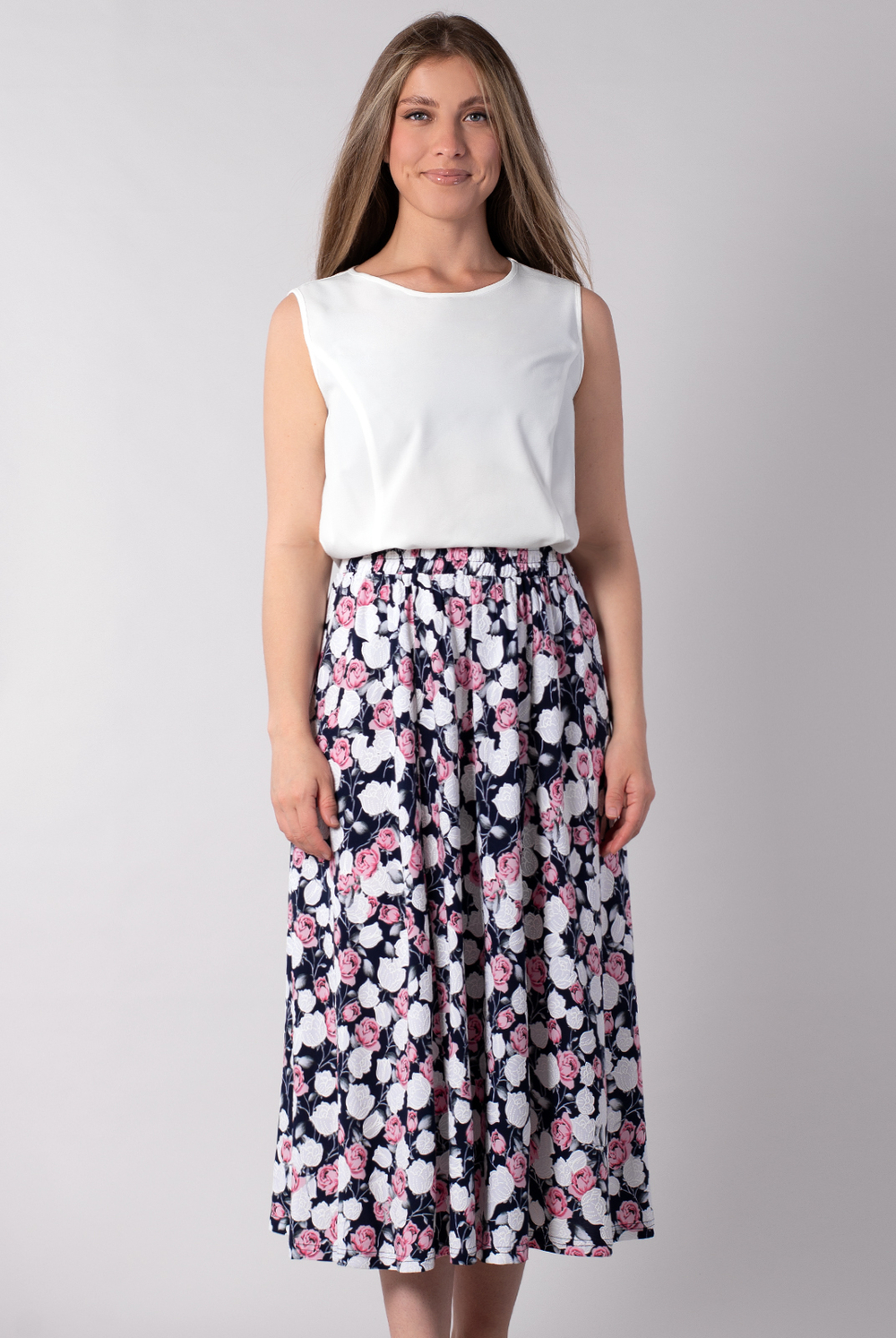 Юбка женская 4026ЛП, Цветы #172Цвд014026ЛП