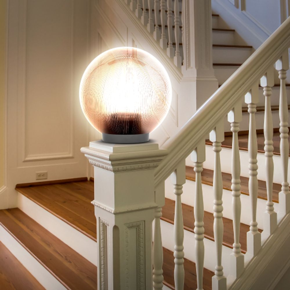 Садово-парковый светильник ЭРА НТУ 02-60-255 шар дымчатый призма на опору / кронштейн IP44 Е27 max60Вт d250mm