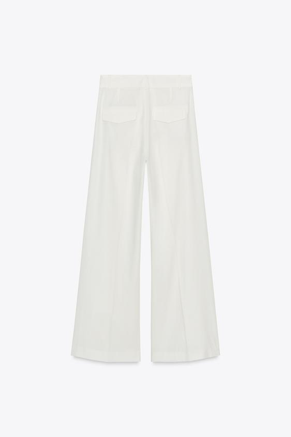 ZARA БРЮКИ СО СКЛАДКАМИ И КЛАПАНАМИ, ЖЕЛТОВАТО-БЕЛЫЙ