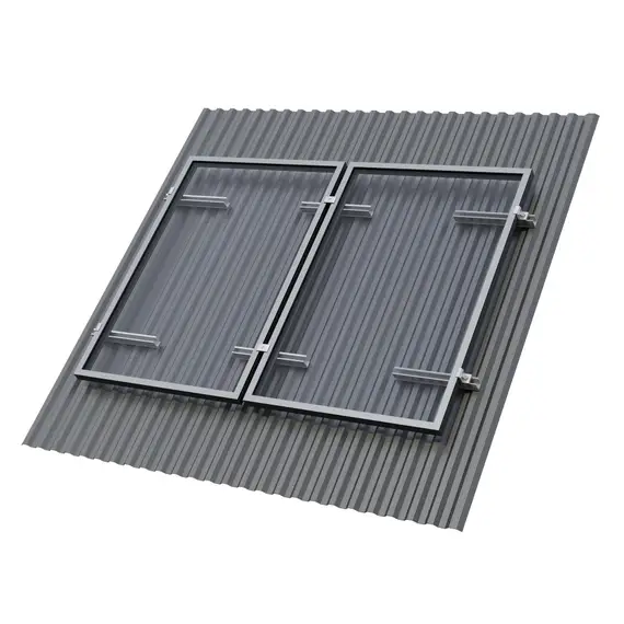 Крепёж двух солнечных батарей 100-200 Вт на наклонную крышу. 70 мм