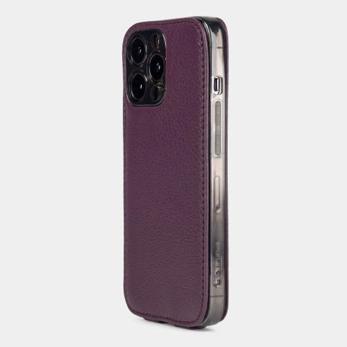 Чехол для iPhone 14 Pro из кожи козы, фиолетового цвета