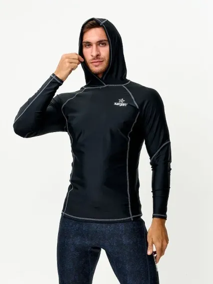 Футболка рашгард лонгслив Sargan Скелетон-Сап Худи UPF 50+ черный