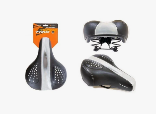 Седло TRIX комфорт 270x195 мм, пружинное, с вентиляц, гелевое, черно-серое (20)
