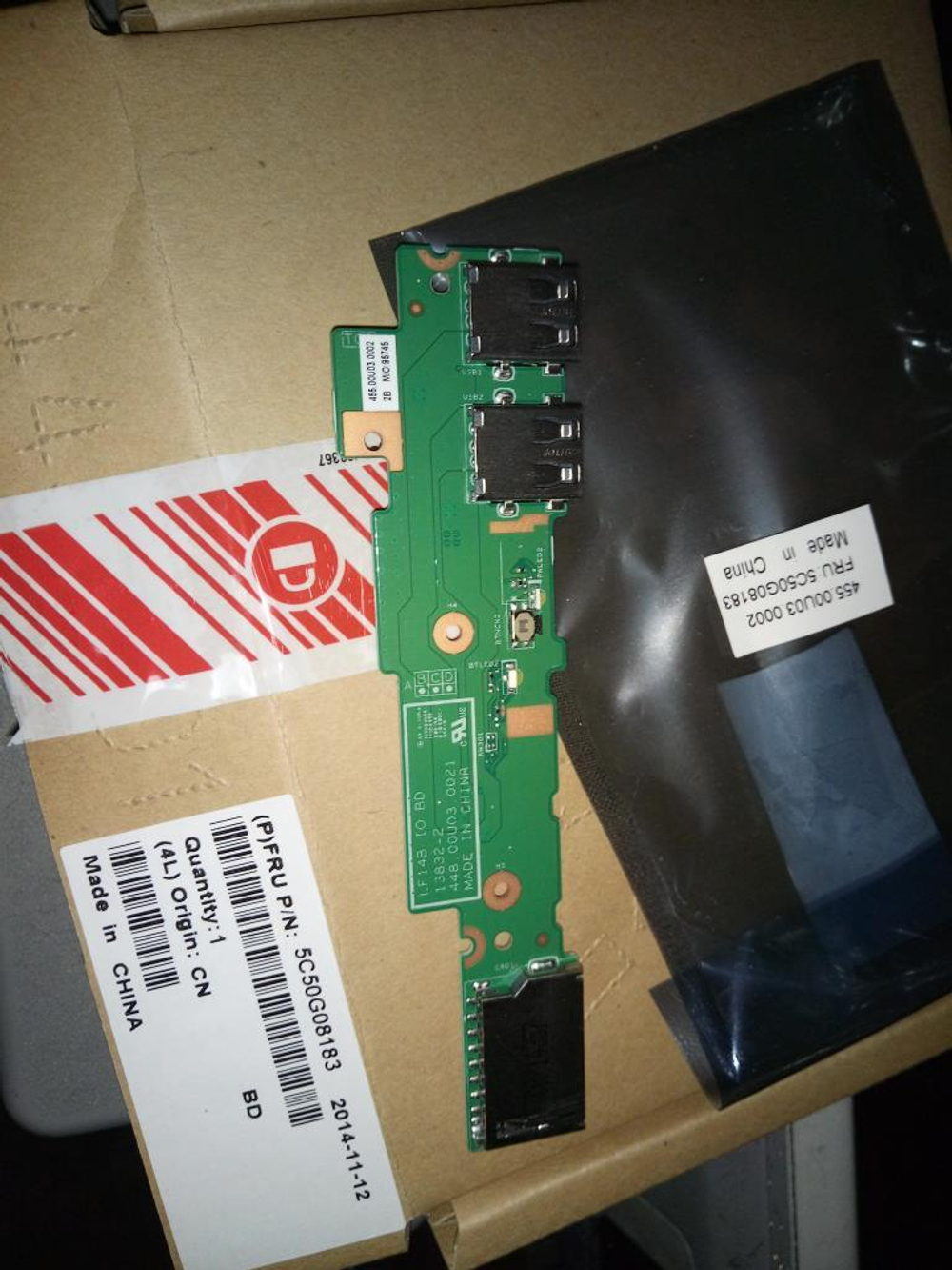 Плата USB, Card reader (sub board) для ноутбка Lenovo Flex2-14 (5C50G08183), оригинал