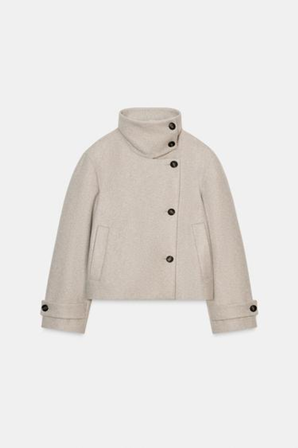 Короткий пальто с высоким воротником - ZARA