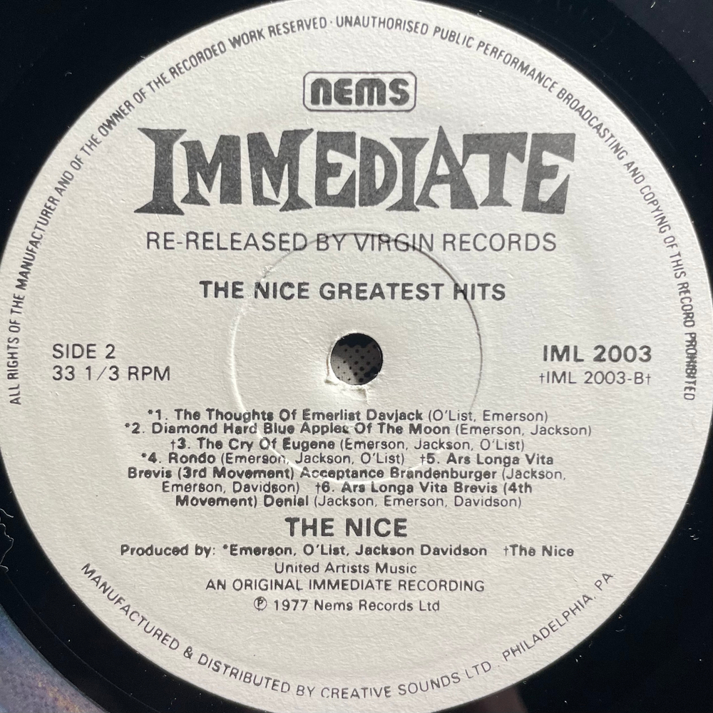 Виниловая пластинка The Nice ‎– Greatest Hits LP