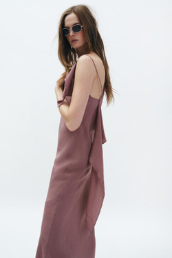 ZARA ПЛАТЬЕ МИДИ — ZW COLLECTION, ЦВЕТ МАЛЬВЫ