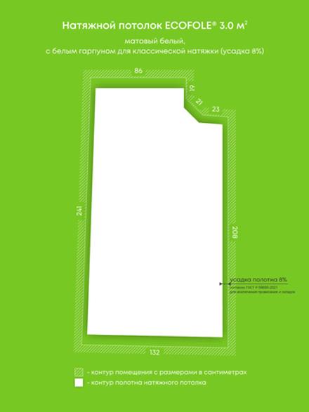 Натяжные потолки 3 м2, 5.2 м2