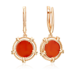 Серьги с английским замком из красного золота с сердоликом