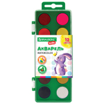 Краски акварельные BRAUBERG KIDS 12 ярких цветов круглые кюветы пластиковый пенал (12 штук в упаковке)