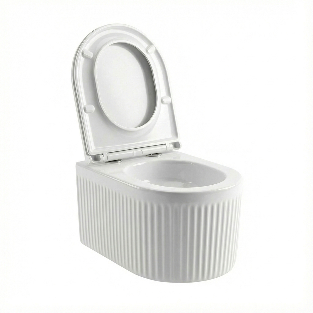 Унитаз подвесной безободковый WAVE RIFL Tornado3.0, сид. дюропласт, м/л, быстр, БЕЛЫЙ глянец (L)