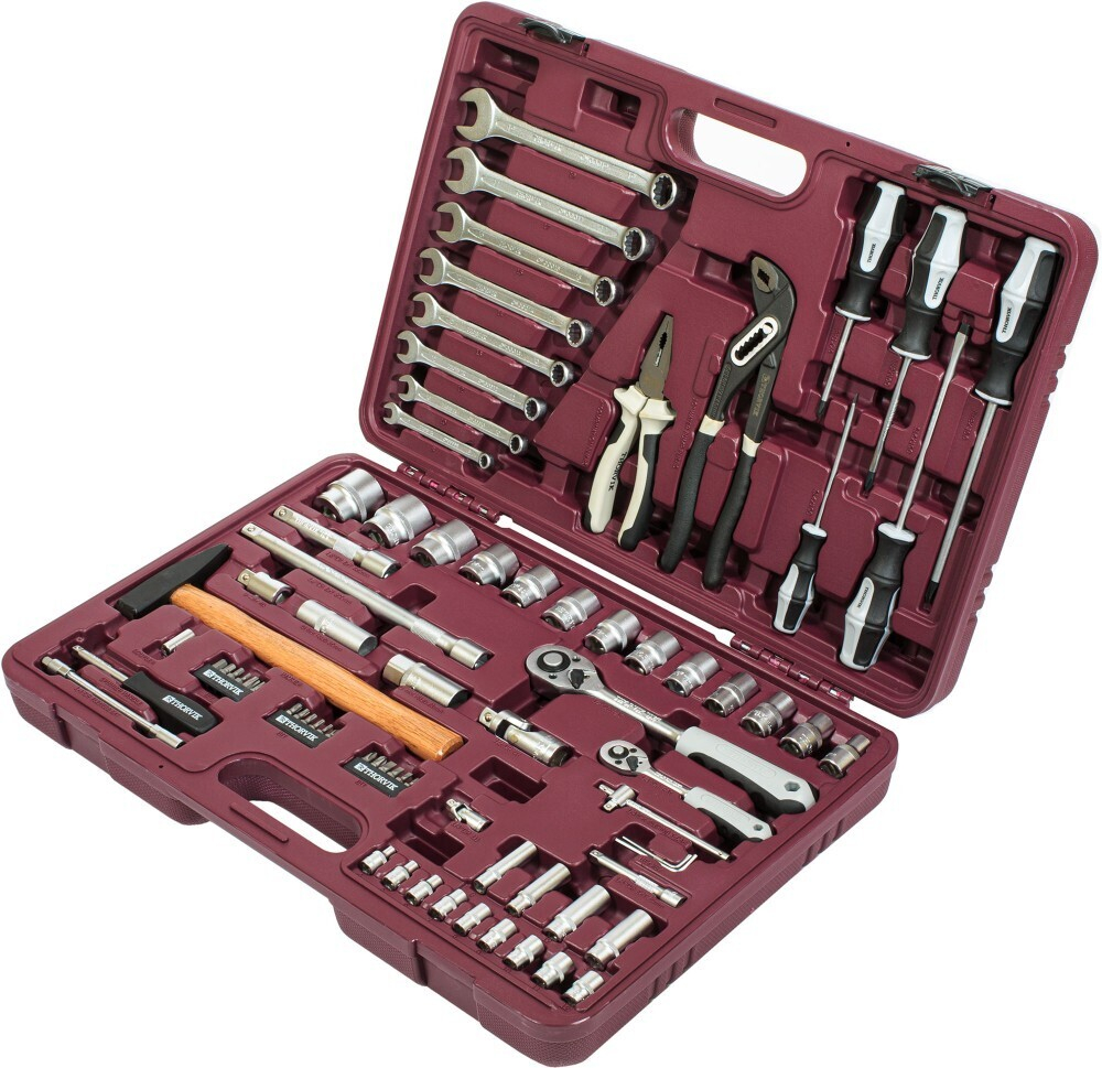 UTS0077MP Набор инструмента универсальный 1/4", 1/2"DR с головками торцевыми MultiProf, 77 предметов