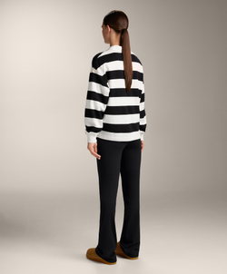 Oysho Поло в полоску из пике с хлопком, черный