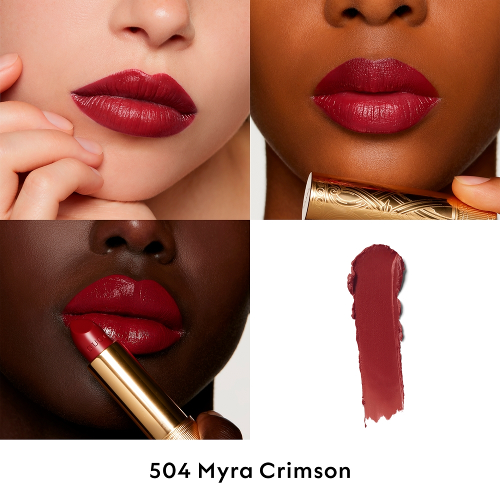 Gucci Gucci Beauty Rouge a Levres Satin Lipstick - Бархатная помада оттенок 504 Myra Crimson, 3 g