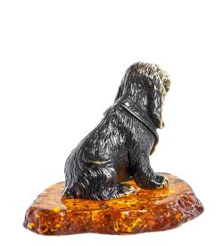 Народные промыслы AM-1313 Фигурка «Спаниель в ошейнике» (латунь, янтарь)