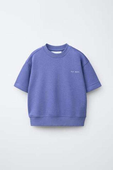 ZARA ТОЛСТОВКА С КОРОТКИМИ РУКАВАМИ И РЕЛЬЕФНОЙ НАДПИСЬЮ, ЦВЕТ МАЛЬВЫ