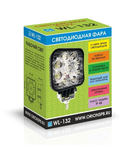 Фара светодиодная дополнительная 9 SMD 36W, 2160LM, 9-30V, 6000K, SPOT-ближний (Вымпел)