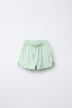 ZARA БЕРМУДЫ С ВЫШИВКОЙ «ПАЛЬМЫ», ЗЕЛЕНЫЙ