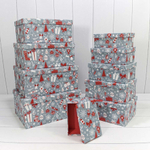 Коробка 34 х 26 х 15.3 см Набор 10 шт "Новый год" (Серый)