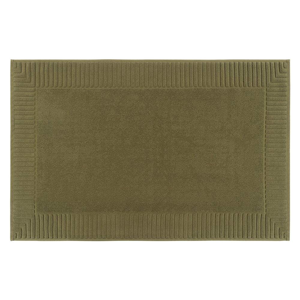 Коврик для ванной с фактурным бортиком оливкового цвета из коллекции Essential, 50х80 см