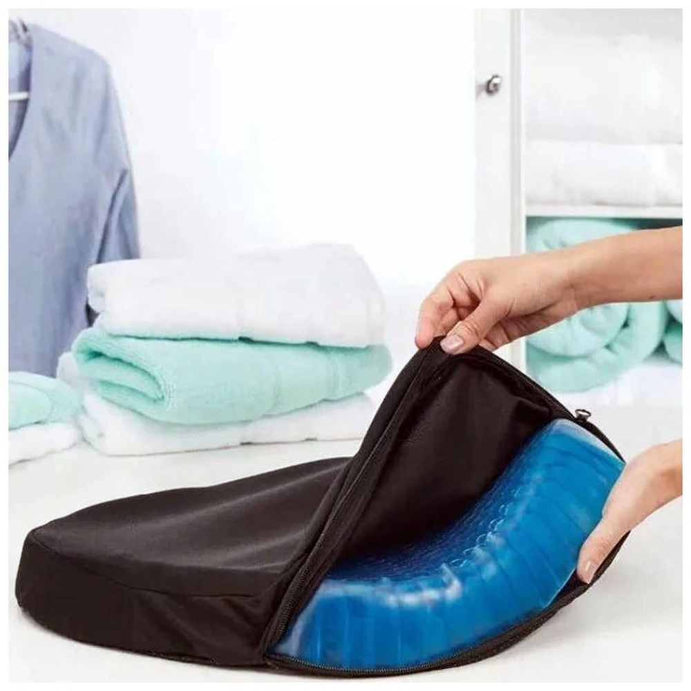 Подушка на сиденье силиконовая с чехлом 31х37 см, анатомическая подушка, для сидения на стул