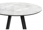 Стол стеклянный Woodville Норфолк 100 белый мрамор, черный
