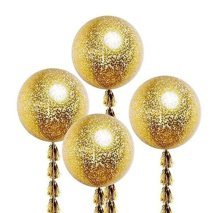 Большой шар сфера с золотым конфетти - 60 см