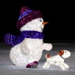 светящийся новогодний снеговик "на прогулке с щенком"