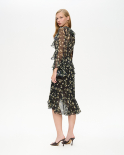 Юбка миди из принтованного шифона с воланом