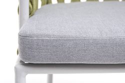 "Диего" стул плетеный из роупа, каркас из стали светло-серый (RAL7035) шагрень, роуп салатовый меланж круглый, ткань светло-серая