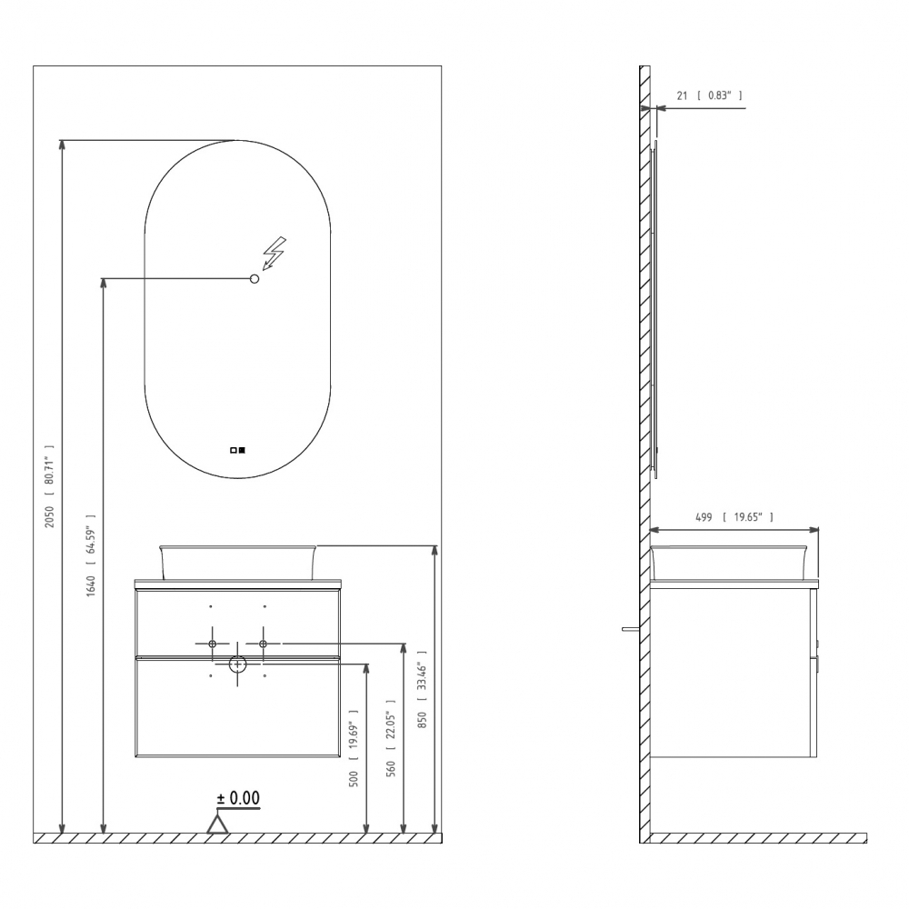 Тумба под раковину ORKA Salerno 100 подвесная, белый матовый, ручки золото