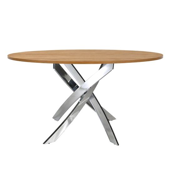 Круглый обеденный стол 1061-Ø120 из дуба и хромированной стали