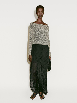 Massimo Dutti Свитер из трикотажа с текстурой Nep - Limited Edition, бело-черный