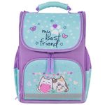 Ранец ПИФАГОР BASIC, 1 отделение, 3 кармана, эргономичная спинка, "Cat friends", 35х28х18 см, 272048