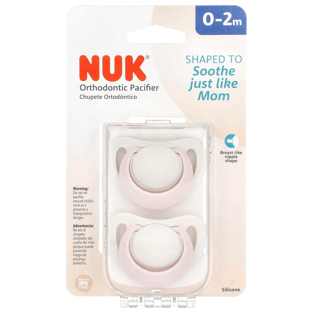 NUK, ортстоматологическая соска, для детей 0–2 месяца, розовая, 2 шт.