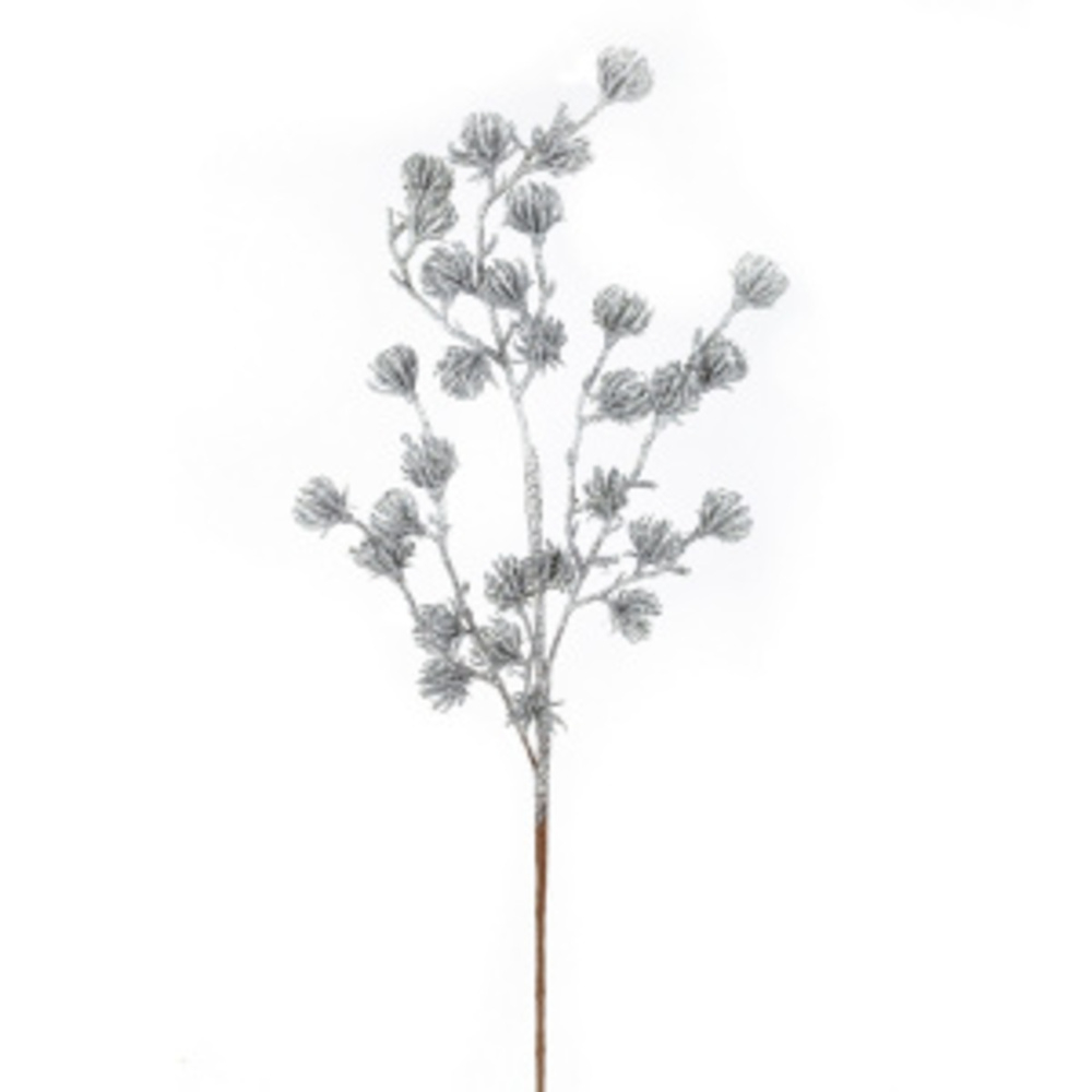 Ветка декоративная 57см серебро/глиттер, SYCZ-1024222B