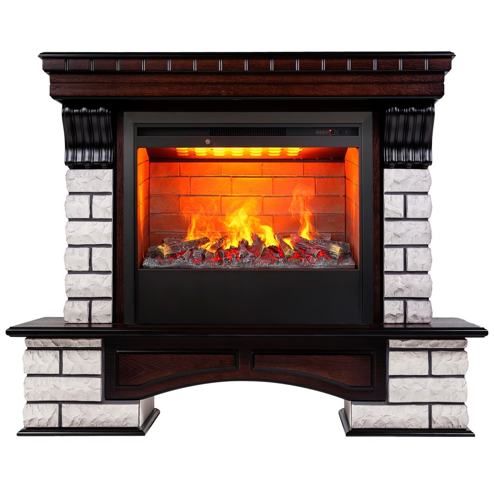 Электрокамин RealFlame Country Rock 26 AO античный дуб с очагом 3D Helios 26