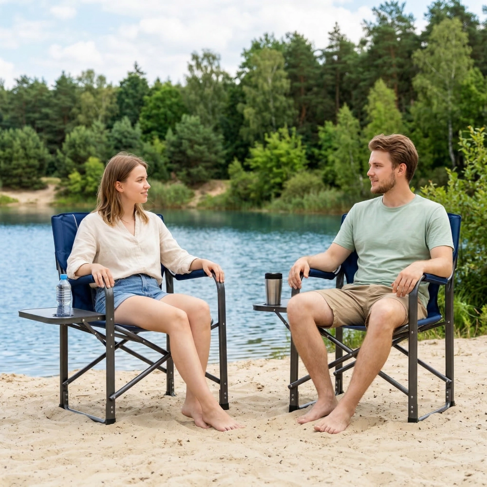 Кресло складное с подлокотниками до 100 кг SJ-0053, 52*62*92 см, цвет: синий, ТуристМастер