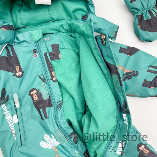 Комбинезон демисезонный "Обезьянки" изумруд
